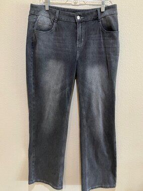 Halara Wide Leg Jeans Stretch Denim Lightweight Gray Casual Pockets Size 12